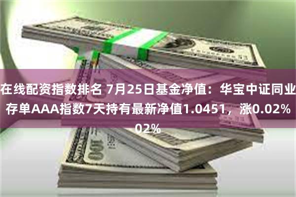 在线配资指数排名 7月25日基金净值：华宝中证同业存单AAA指数7天持有最新净值1.0451，涨0.02%