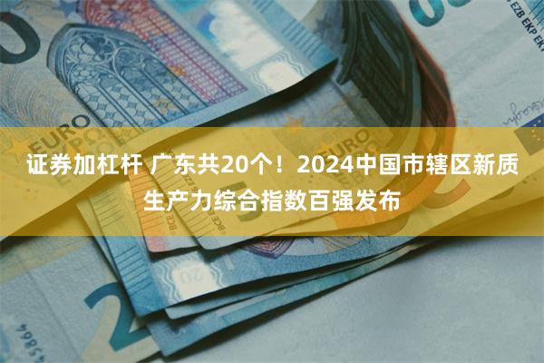 证券加杠杆 广东共20个！2024中国市辖区新质生产力综合指数百强发布